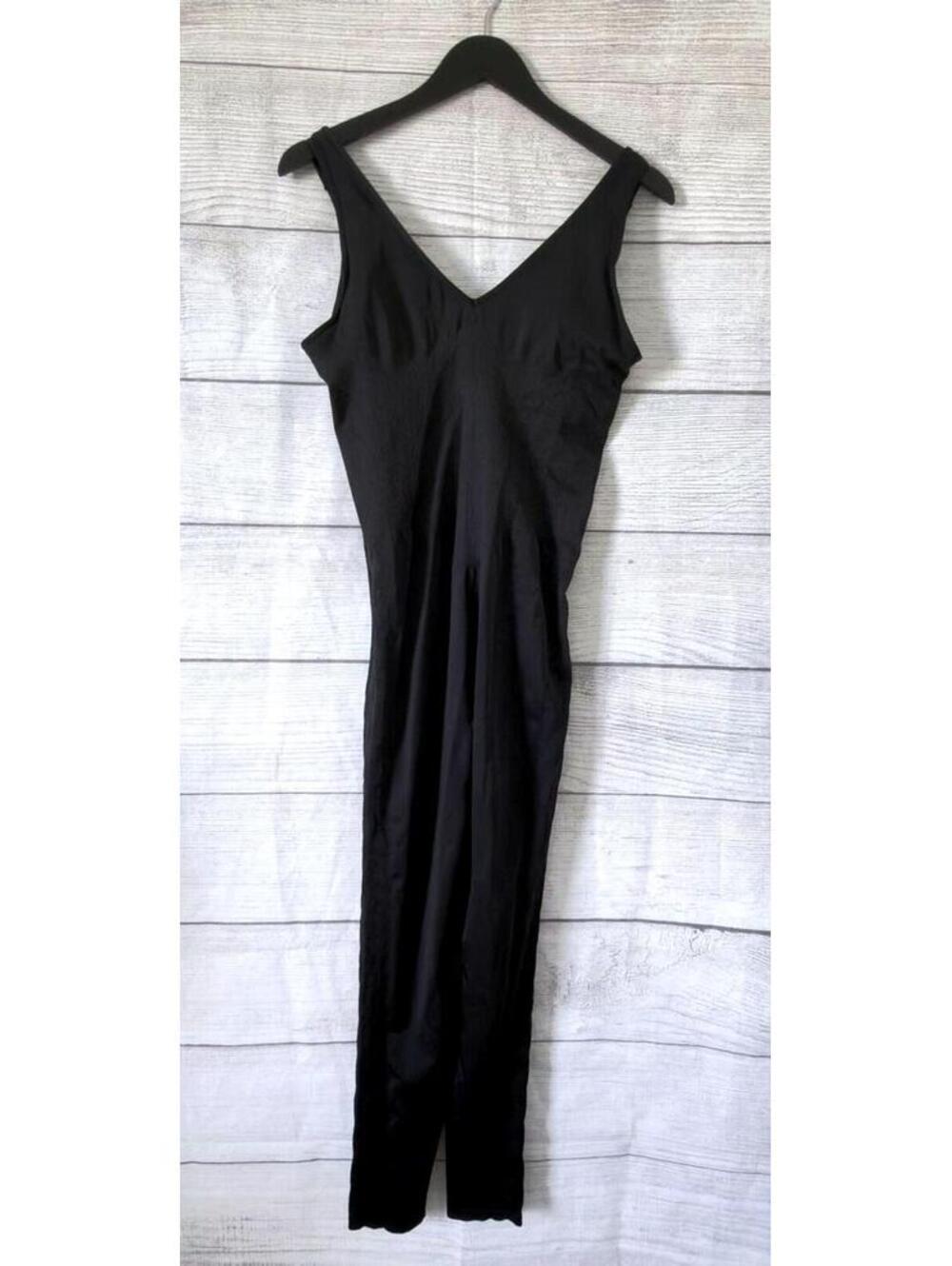 VS Pink Black Seamless Plunge Workout Onesie Women Size Large